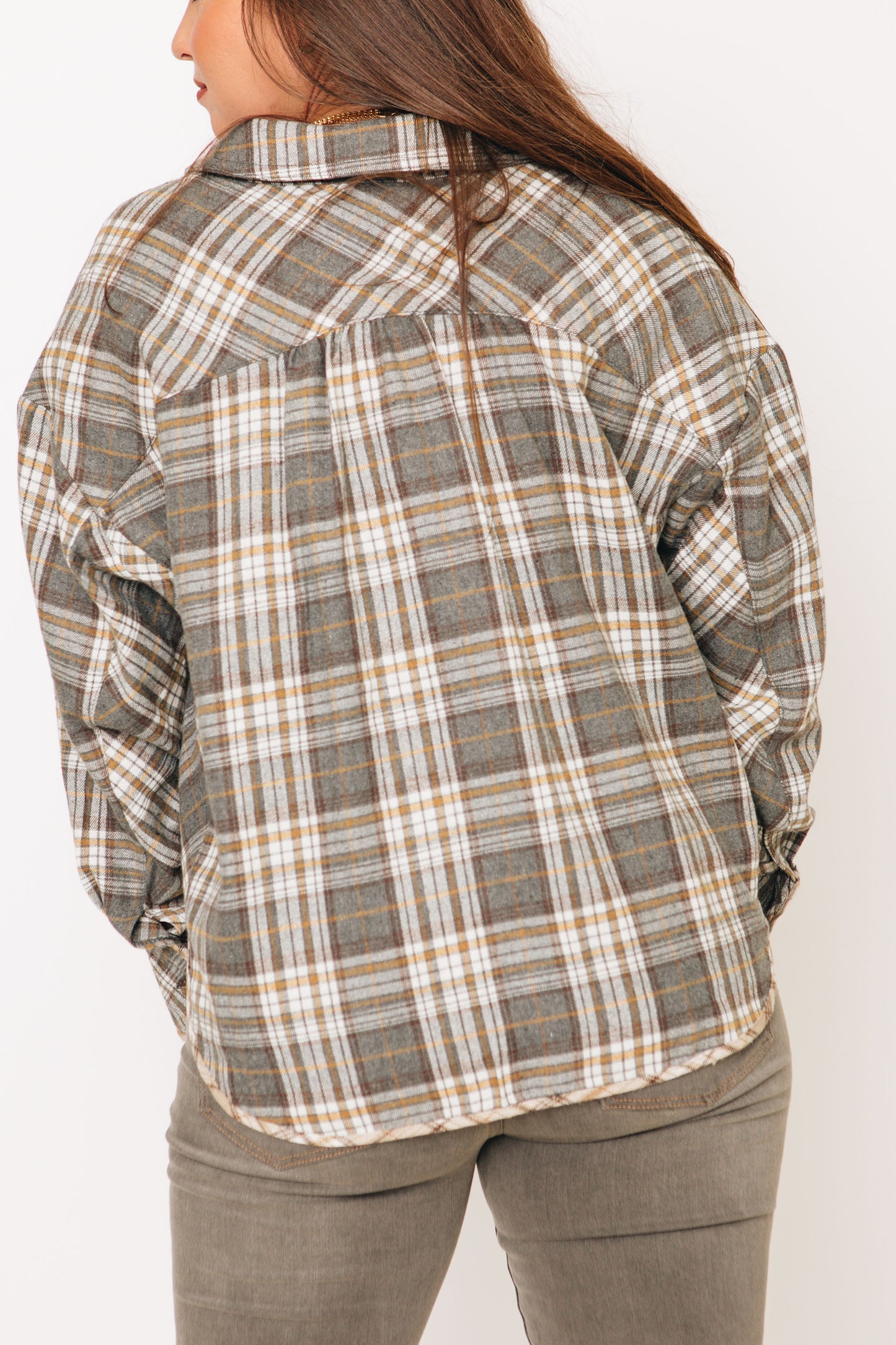 Amber Plaid Oversized Button Up Shirt (S-L)