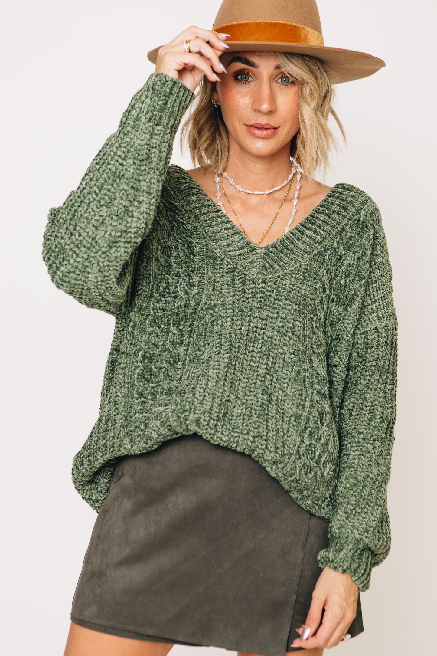 Evelyn Oversized Chenille V-Neck Sweater Top (S-3XL)