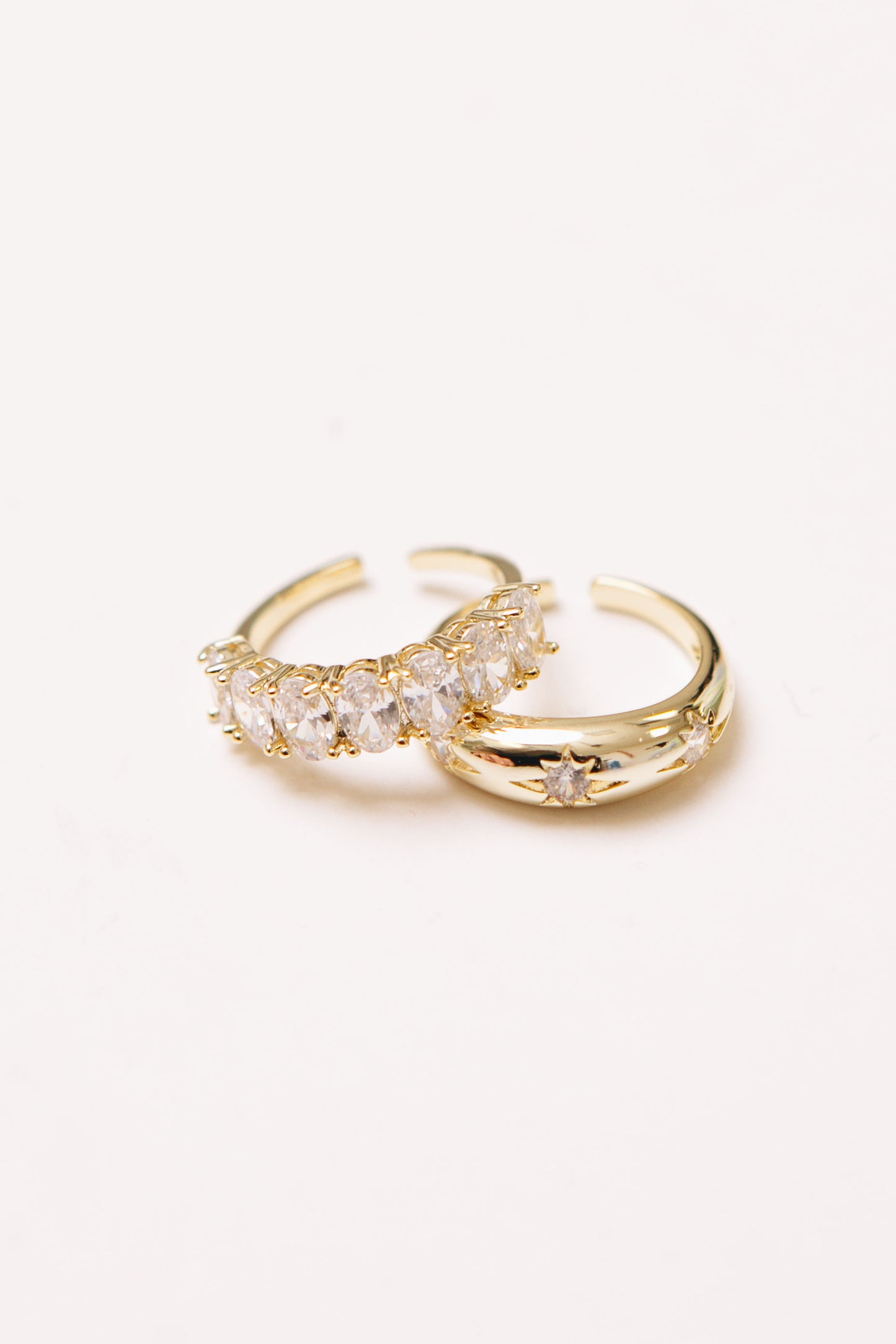 Ivy Exclusive - Oval and Star Adjustable Ring (Set of 2)
