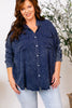 Mineral Washed Button Down Fringe Shirt (S-L)