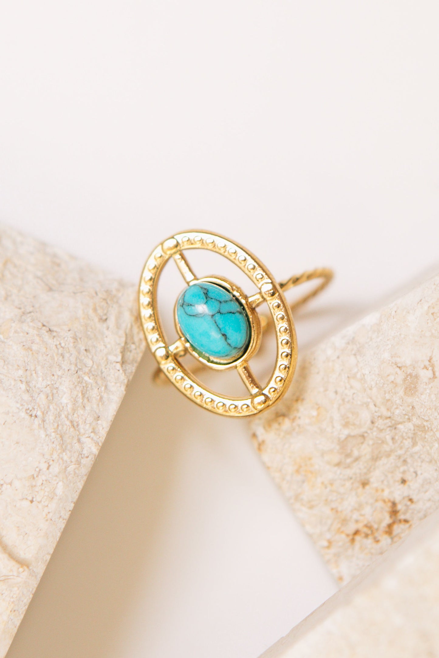 Blue Oval Stone Ring