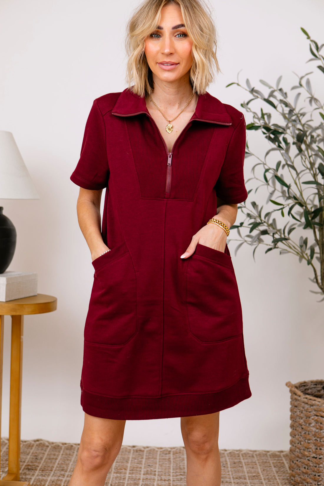 French Terry Casual Short Sleeve Dress (S-3XL)