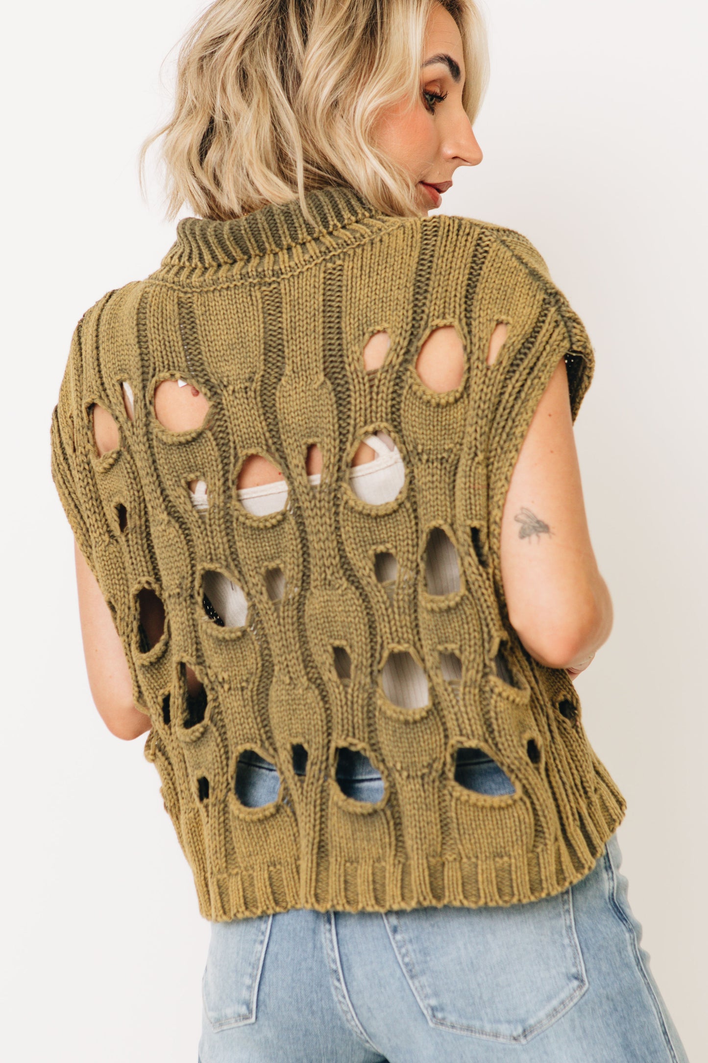 RESTOCK EXPECTED 10/2 - Distressed Mineral Washed Sweater Vest (S-XL)