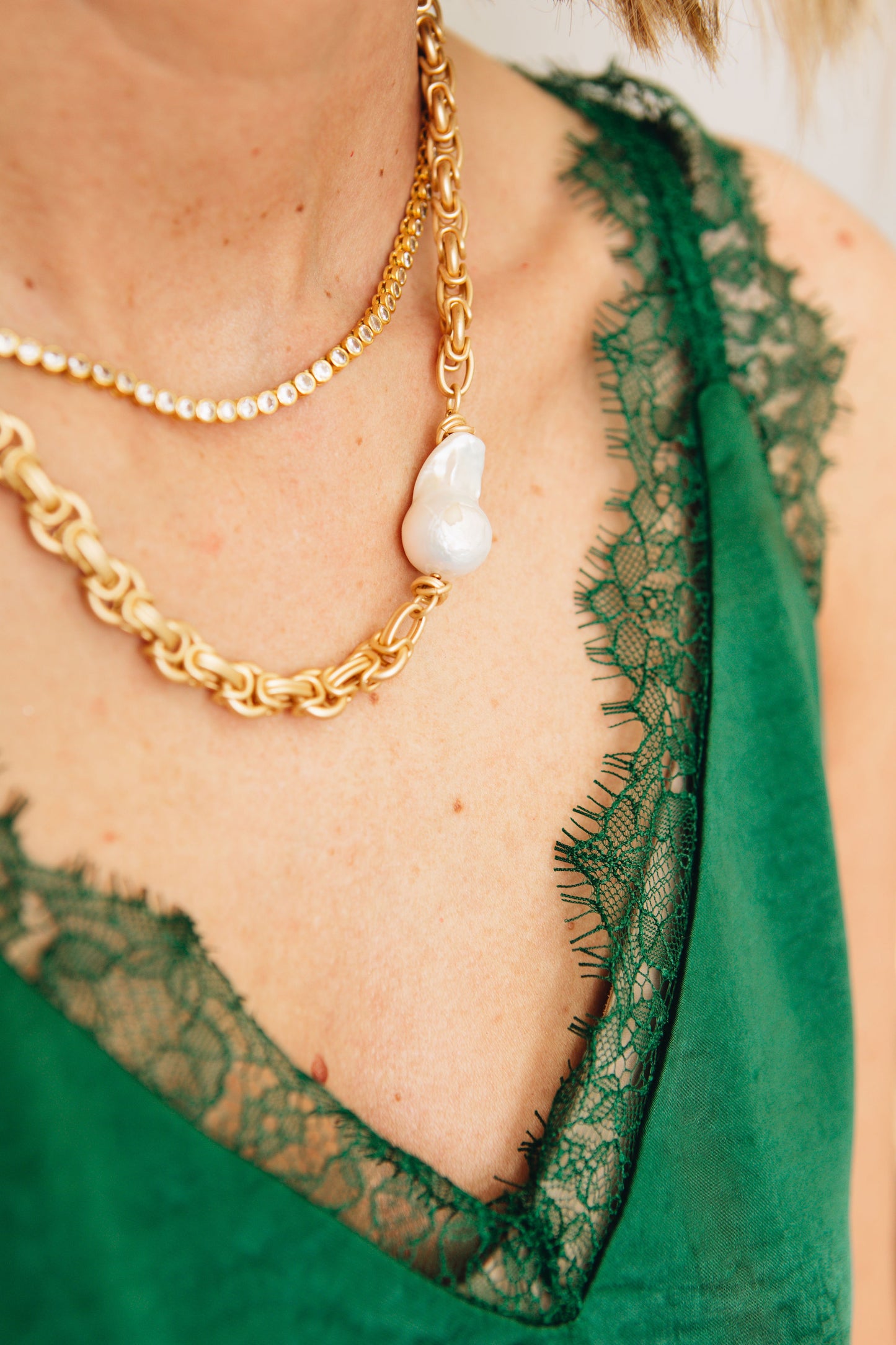 Tuscany - Necklace with Offset Baroque Pearl