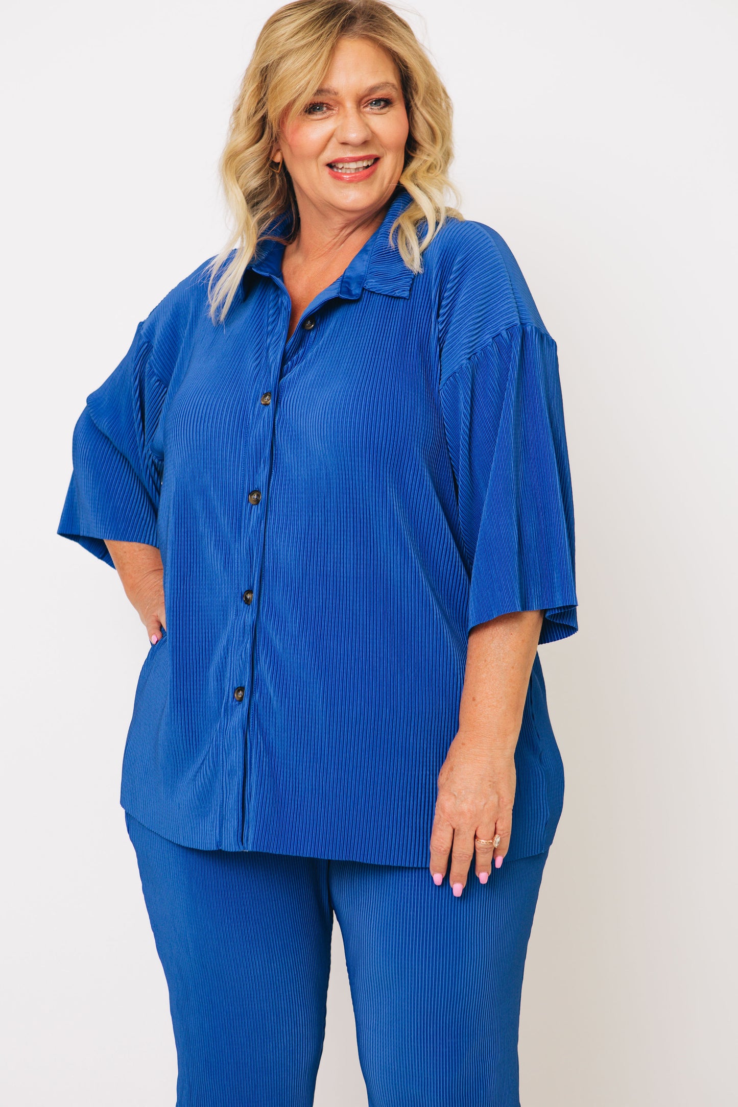 The Gracie - Button Down Ribbed Loose Fit Top (S-3XL)