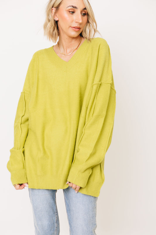 Lime Sherbet V-Neck Oversized Sweater (S-3XL)