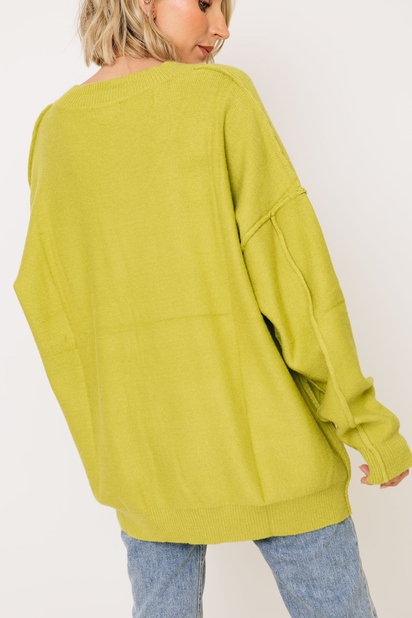 Lime Sherbet V-Neck Oversized Sweater (S-3XL)