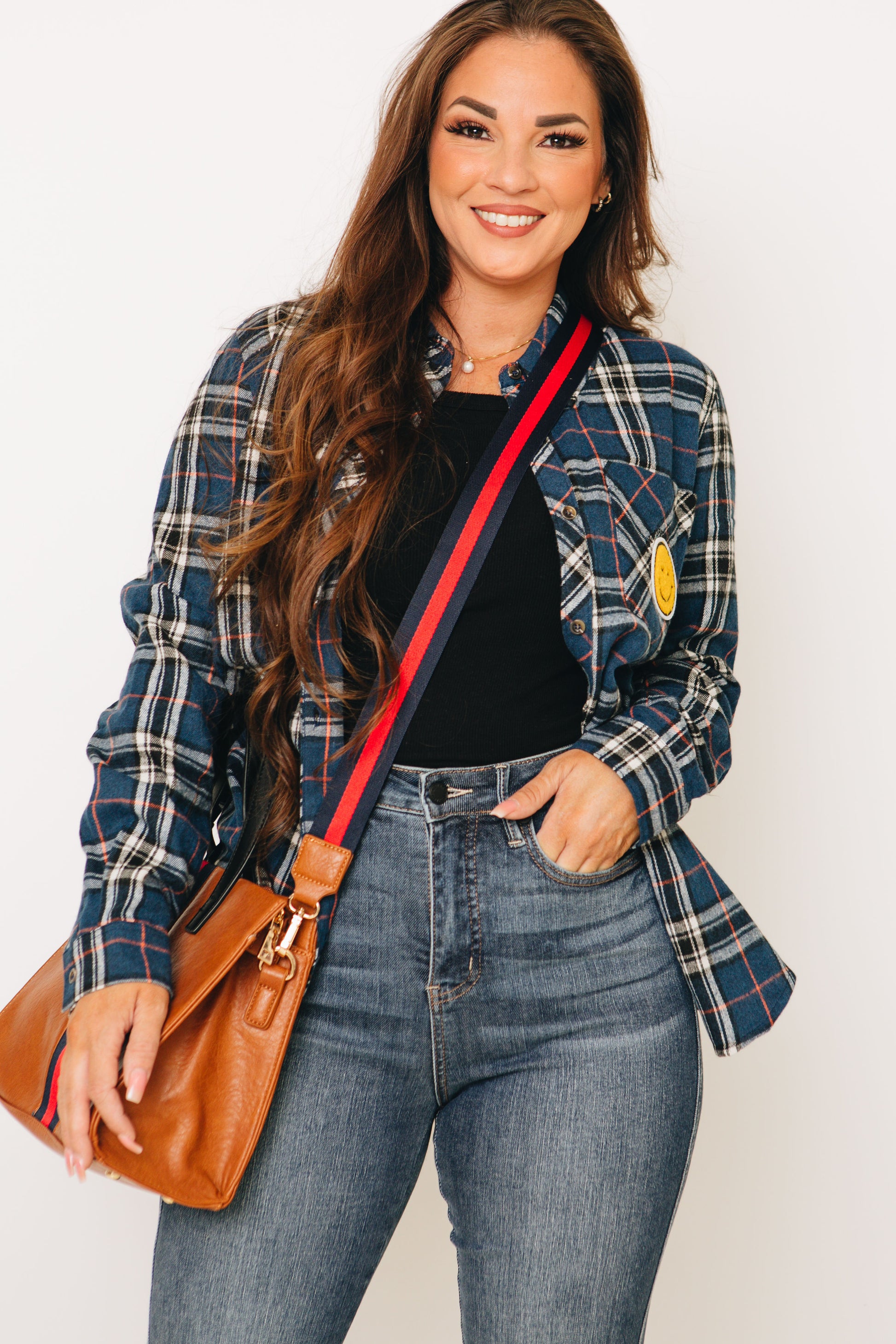 All The Smiles Graphic Flannel Shirt - Emerald XO Ivy