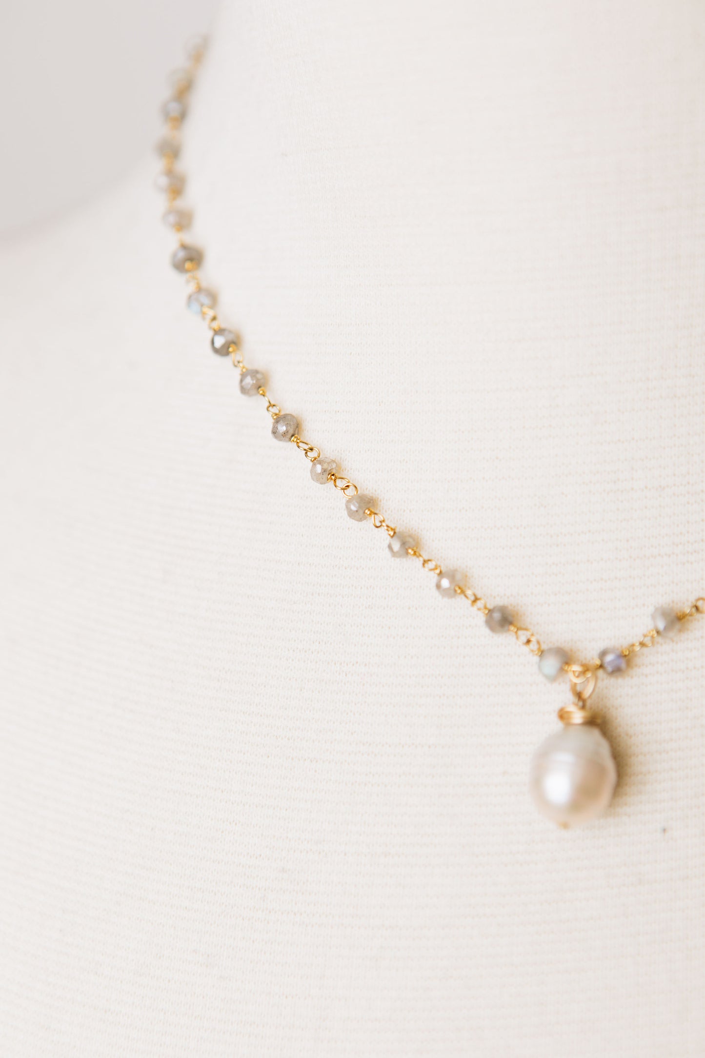 Grace – Semi-Precious Stone Necklace with Pearl Drop