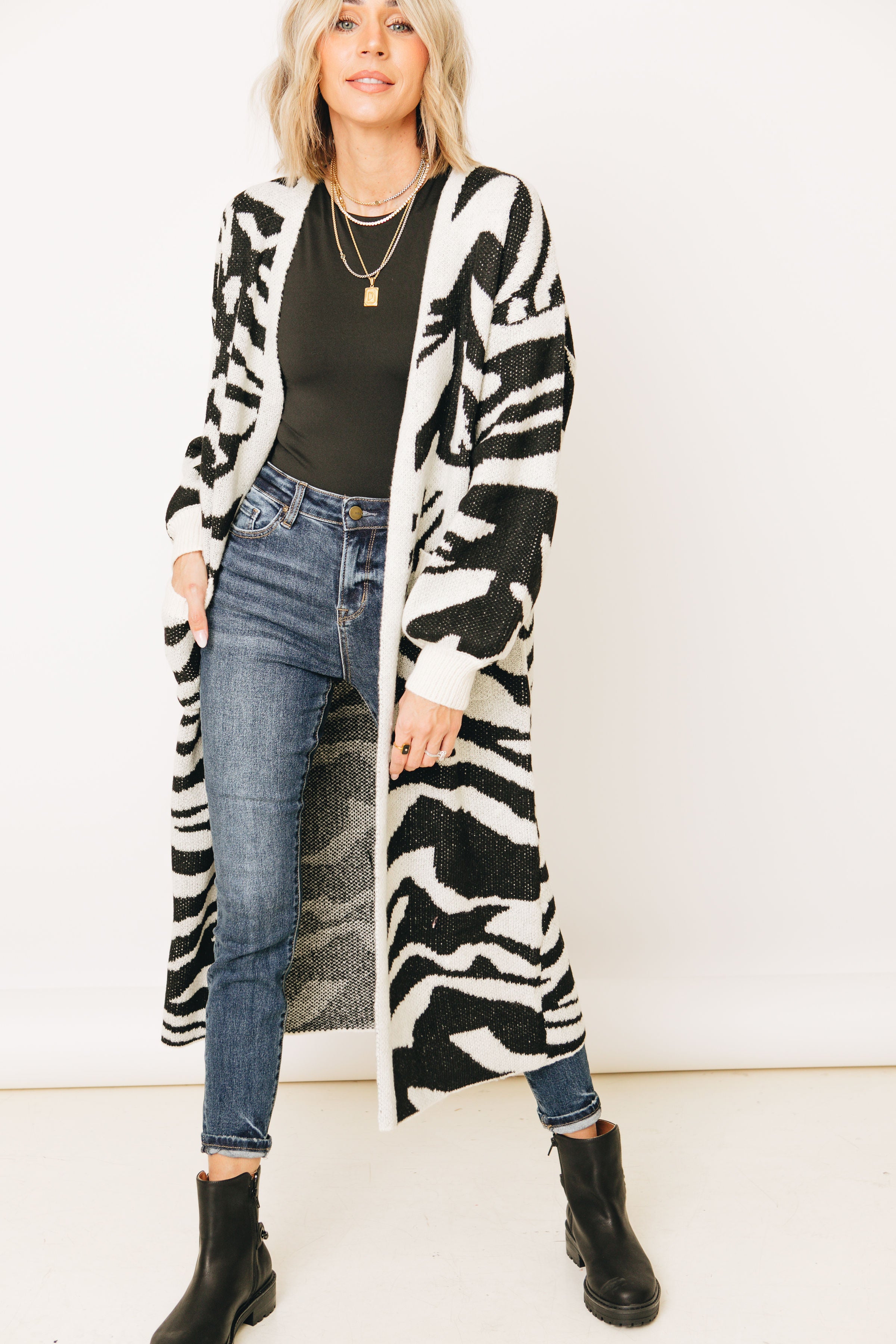 Zebra print outlet cardigan