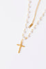 Cabled Pearl Cross Pendant Necklace