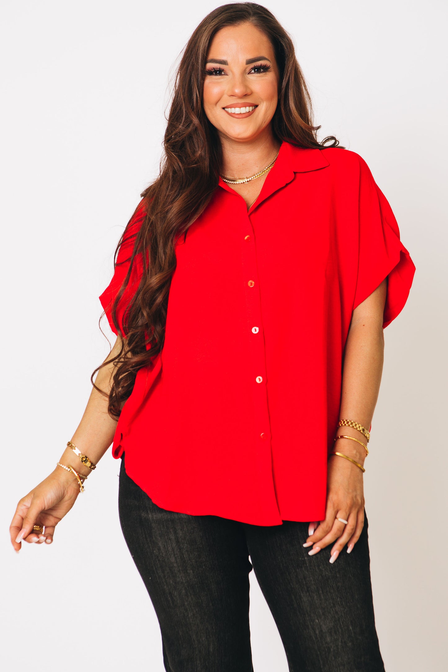 RESTOCKED - Best Boyfriend Fit Solid Collared Button-Up Top (S-L)