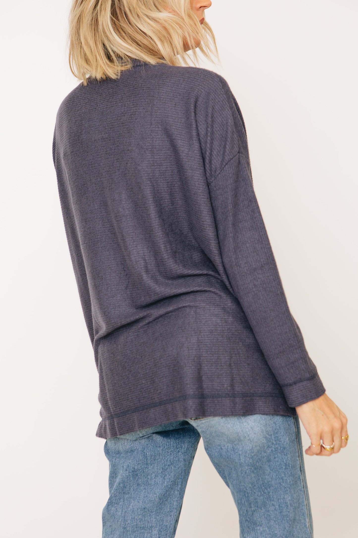 Solid Long Sleeve Crew Neck Top (S-3XL)