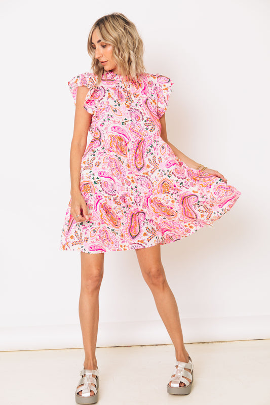 Paisley Patterned Baby Doll Dress (S-3XL)