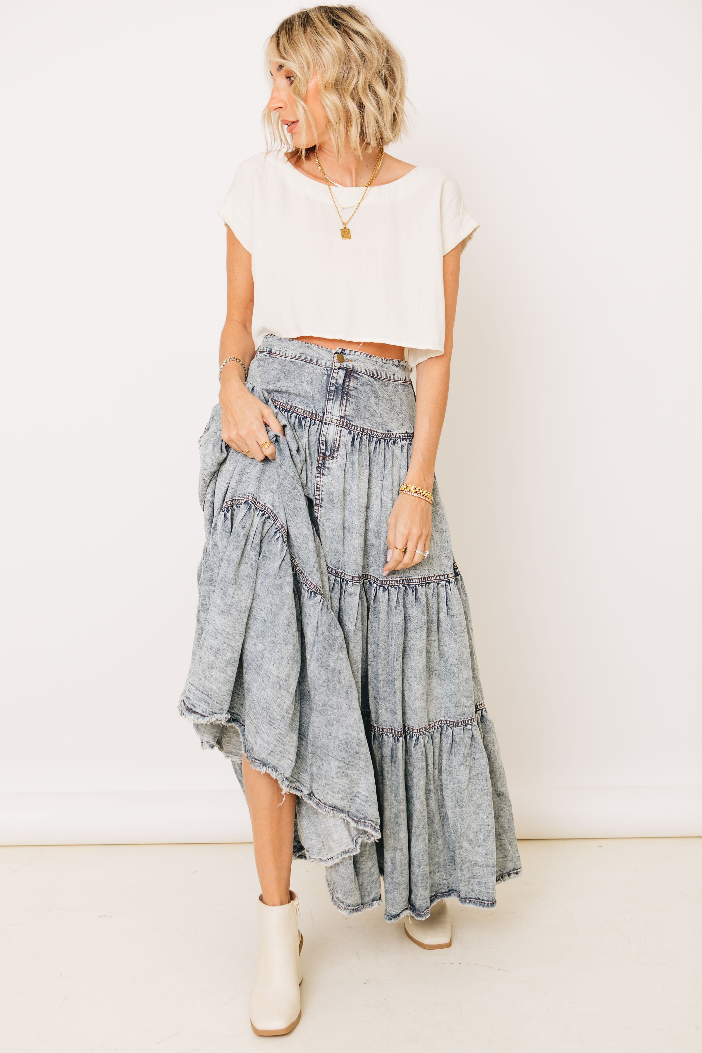 RESTOCKED - Chasing Waterfalls - Mineral Washed Tencel Denim Maxi Skirt  (Fits S-3XL)