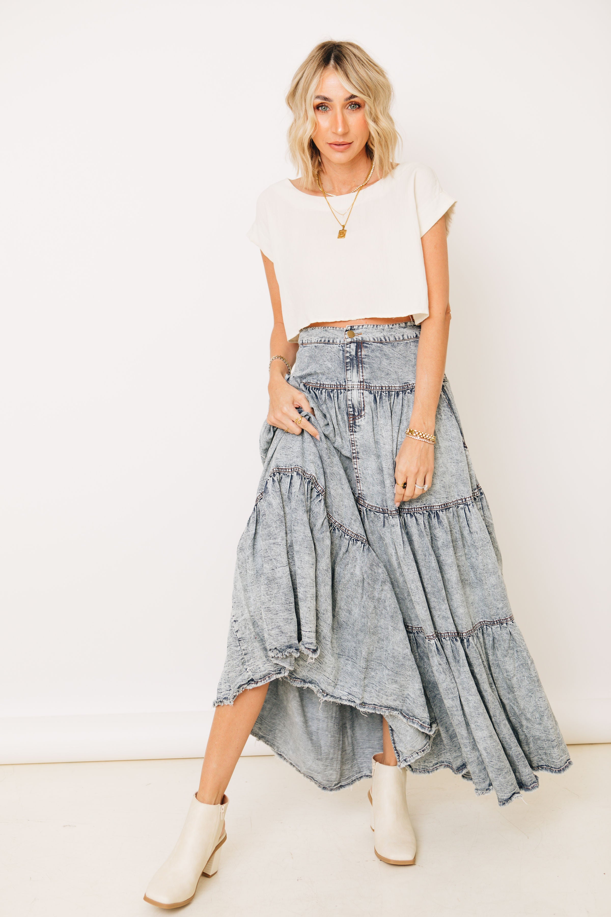 RESTOCKED - Chasing Waterfalls - Mineral Washed Tencel Denim Maxi Skirt  (Fits S-3XL)