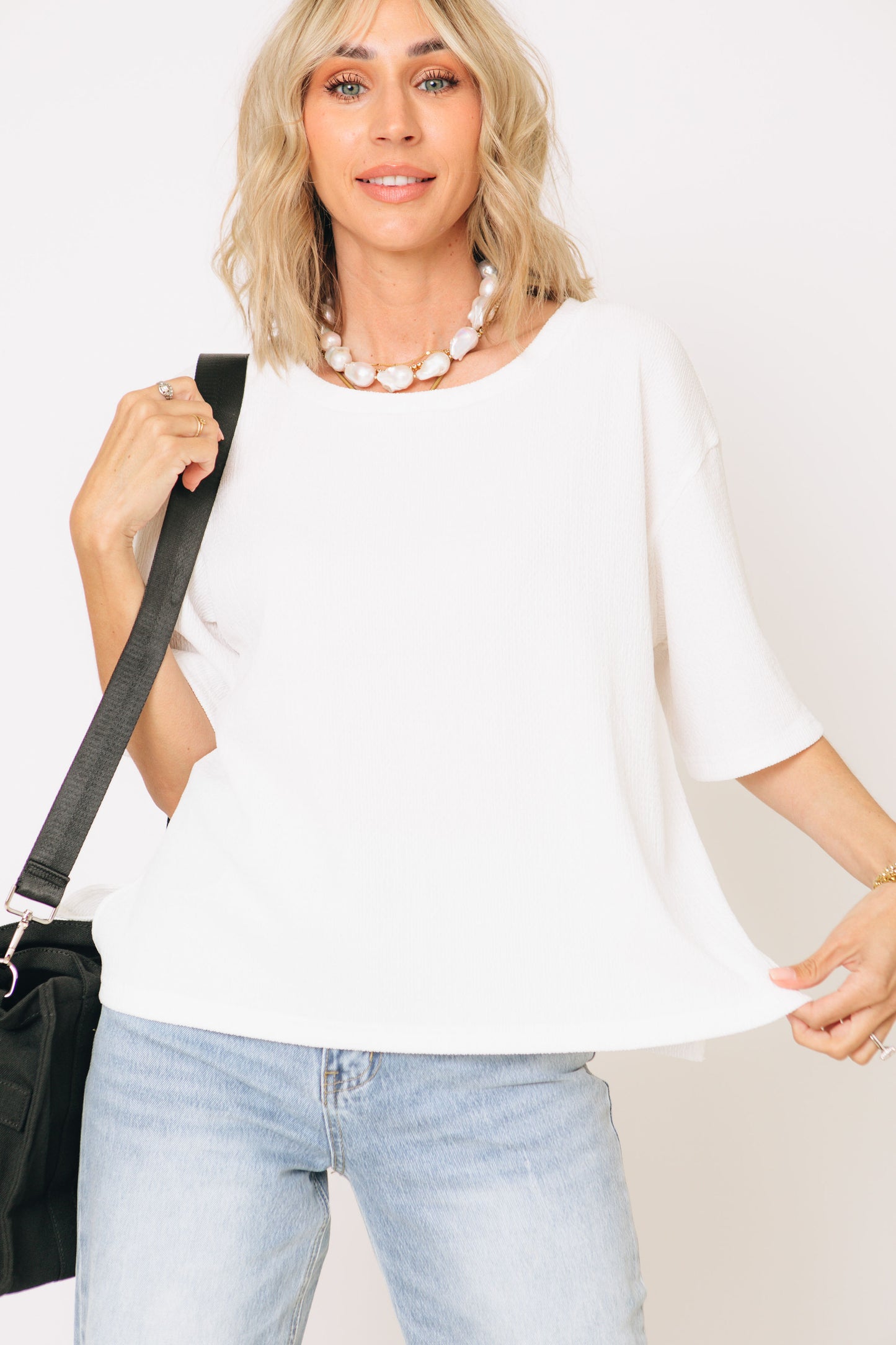 Solid Crinkle Basic Top (S-L)