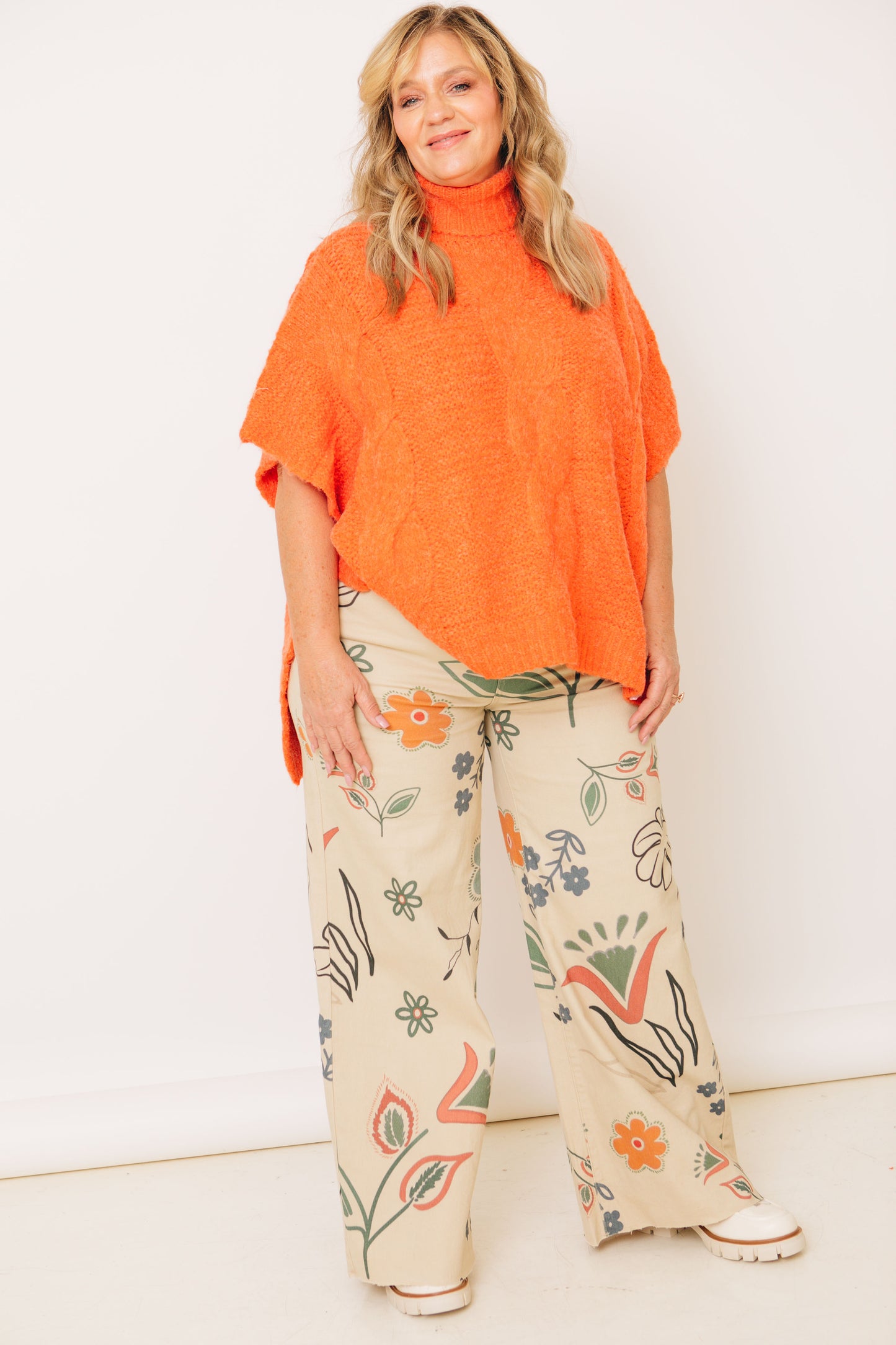 Nature's Palette - Printed Twill Wide Leg Pants (S-L)