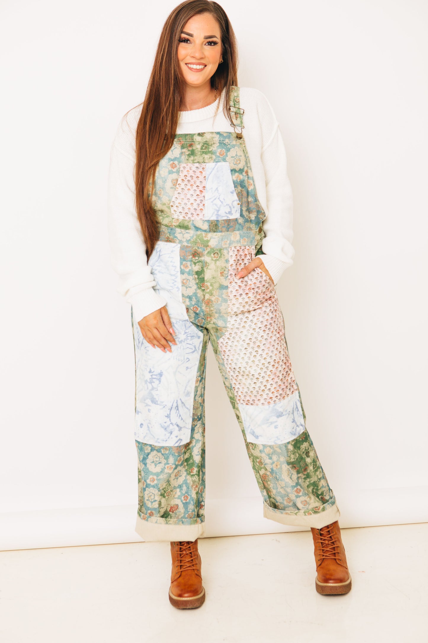 Palette Poetry - Mixed Floral Print Twill Overalls (S-L)