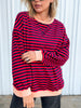 Hot Mama Contrast Striped Long Sleeve Top