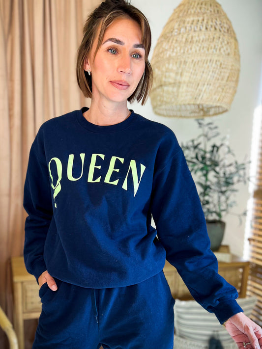 Next Drop Ships 1/3/25 - Queen Sweatshirt in Navy (S-3XL)