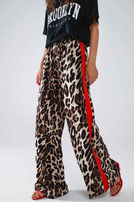 RESTOCKED - Leopard Straight Pants With Side Stripes (S-L)