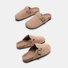 Smooth Step Suede Closed Toe Buckle Slide