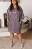 Smiley Face Washed Knit Terry Mini Dress (S-3XL)