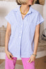 Short Sleeve Striped Collared Top (S-3XL)