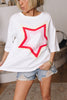 Color Block Star Patched Half Sleeve Oversized Tee (S-XL)
