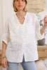 Button Down Long Sleeve Eyelet Top (S-3XL)