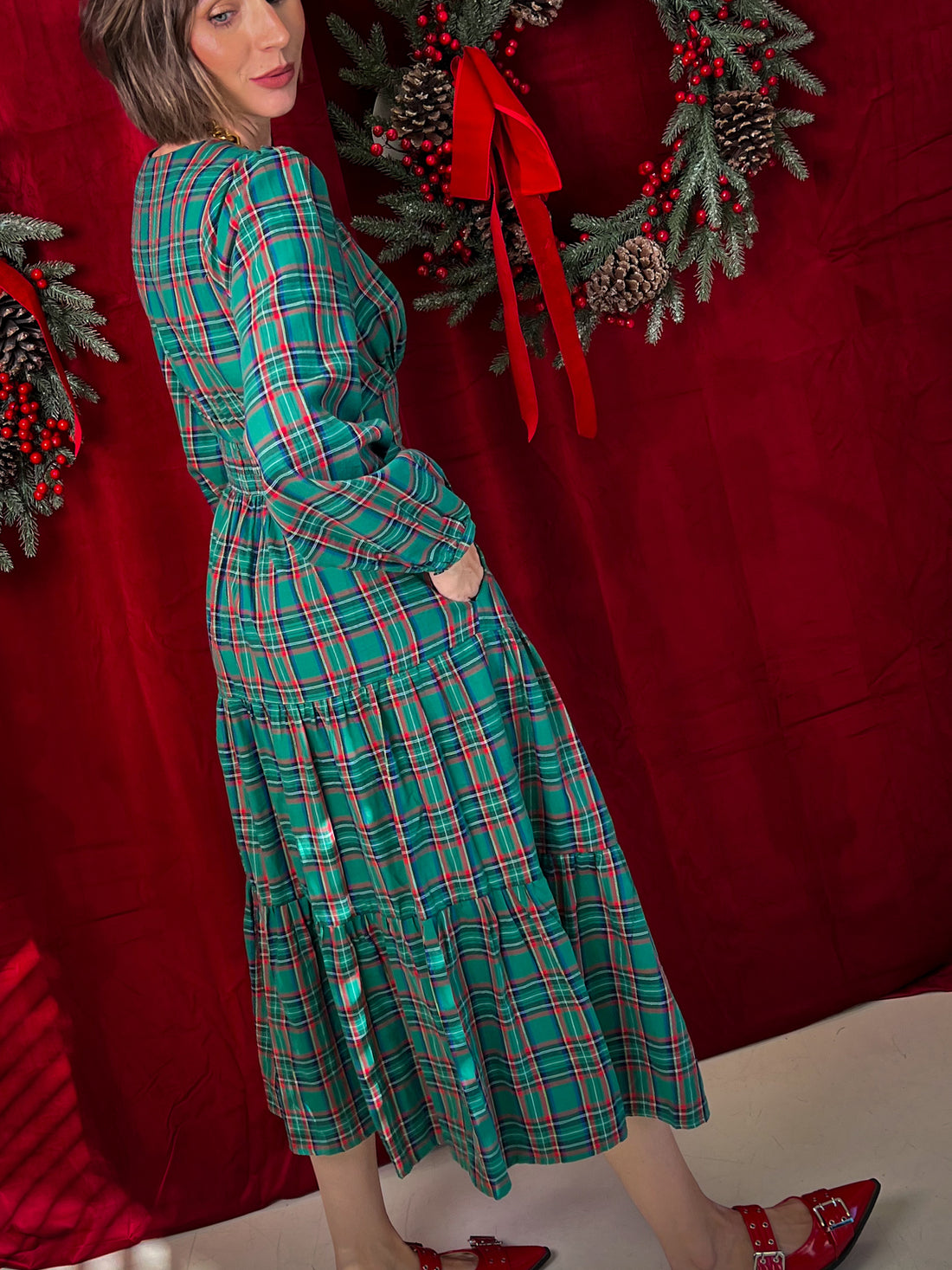 Blitzen Plaid Button Down Dress (XS-3XL)