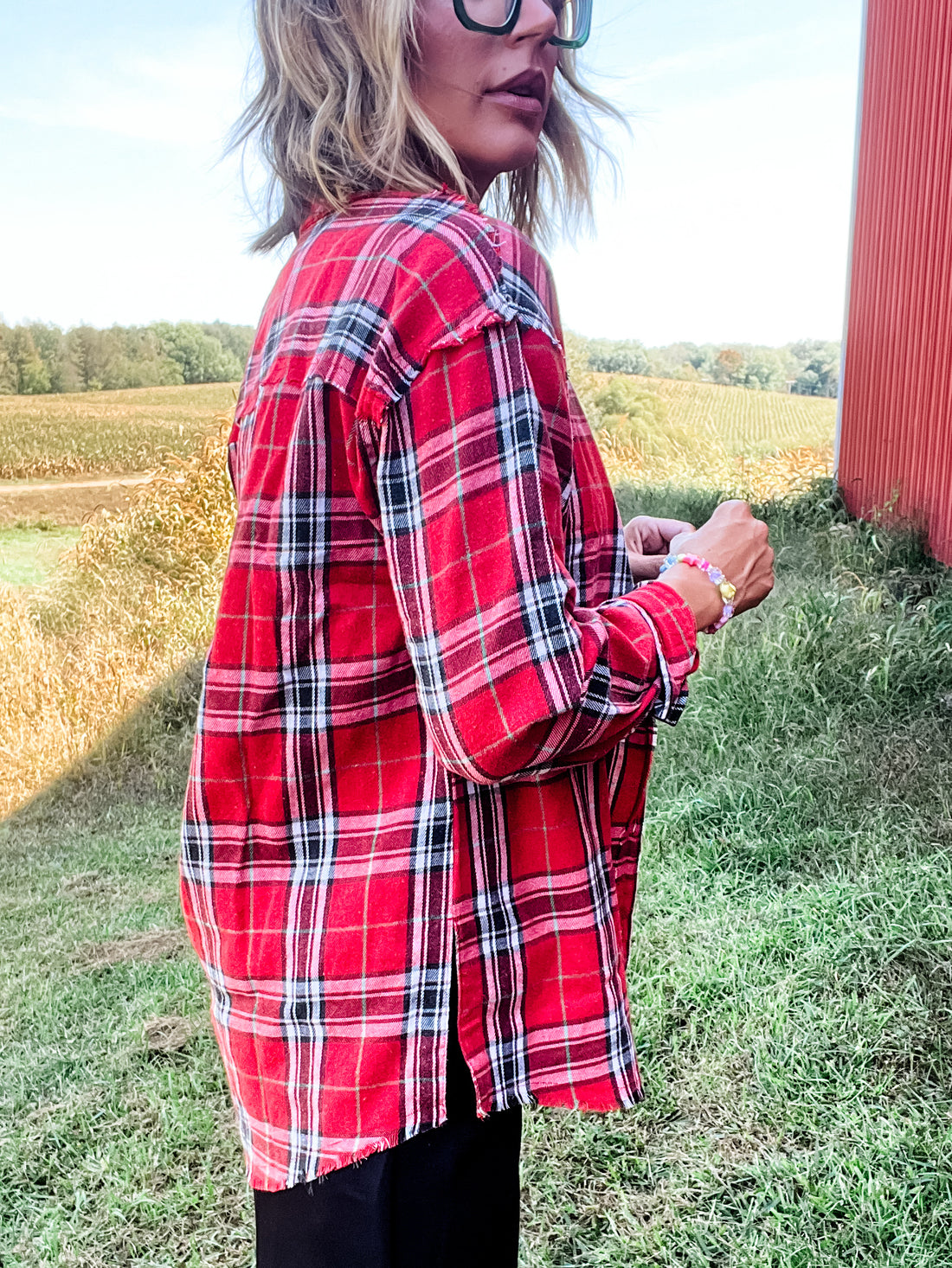 Editors Choice Long Sleeve Plaid Print Flannel Top (S-3XL)