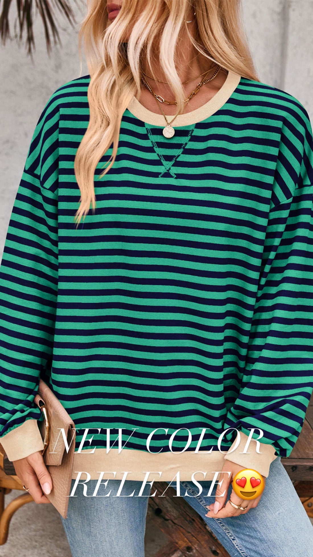 Hot Mama Contrast Striped Long Sleeve Top