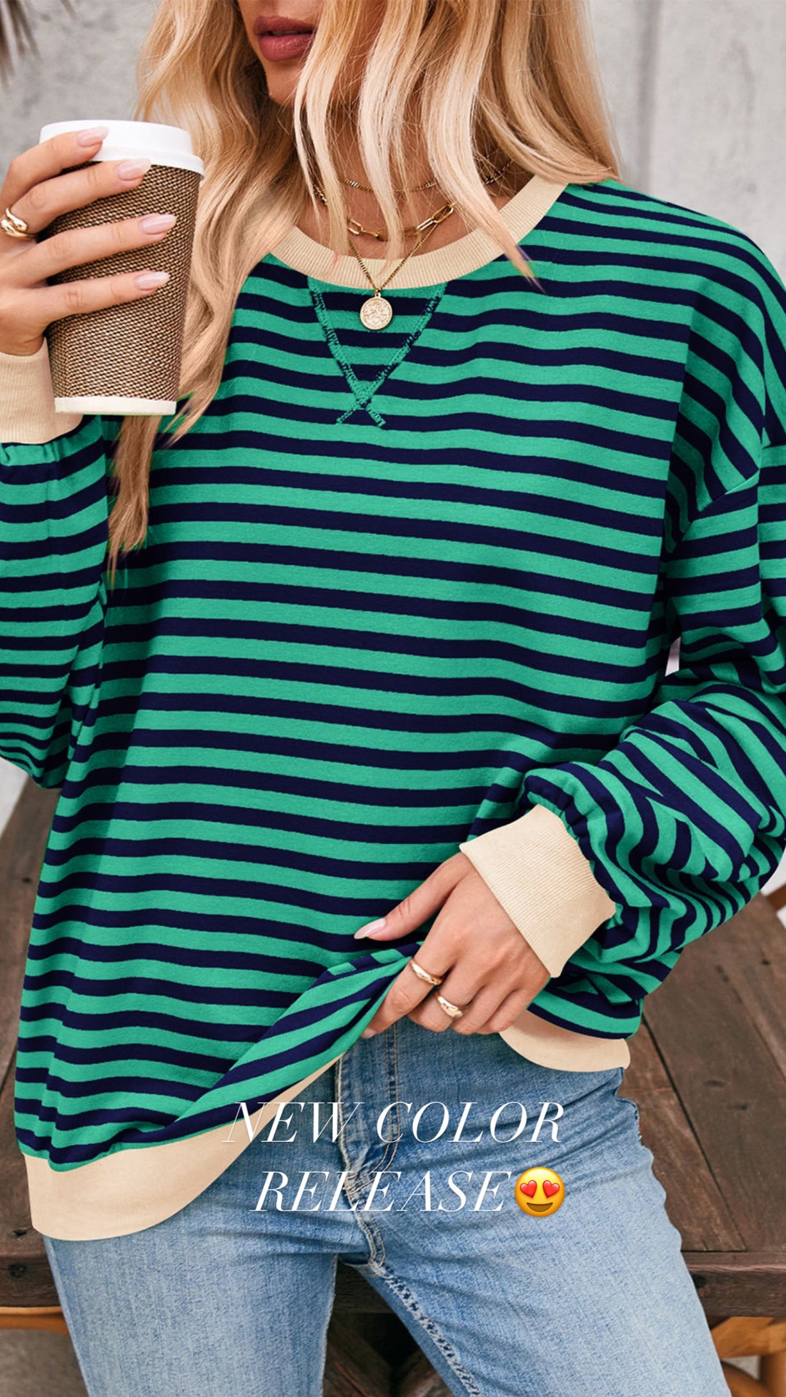 Hot Mama Contrast Striped Long Sleeve Top