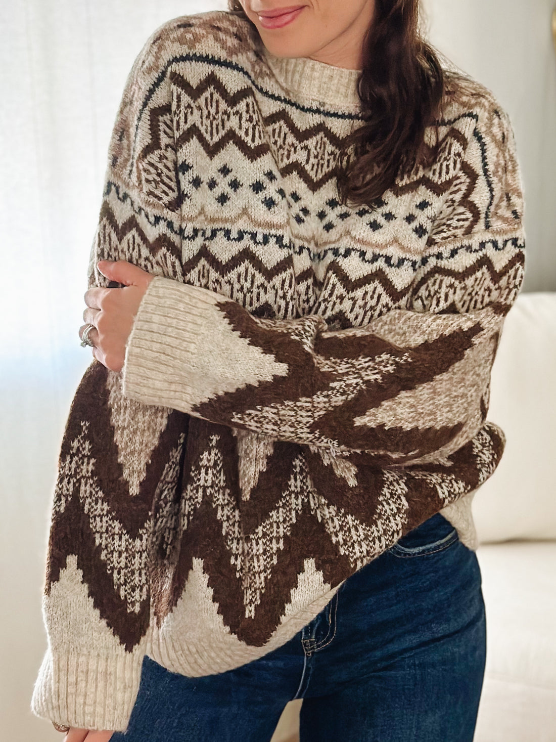 Fairisle Loose Fit Sweater Top (S-3XL)