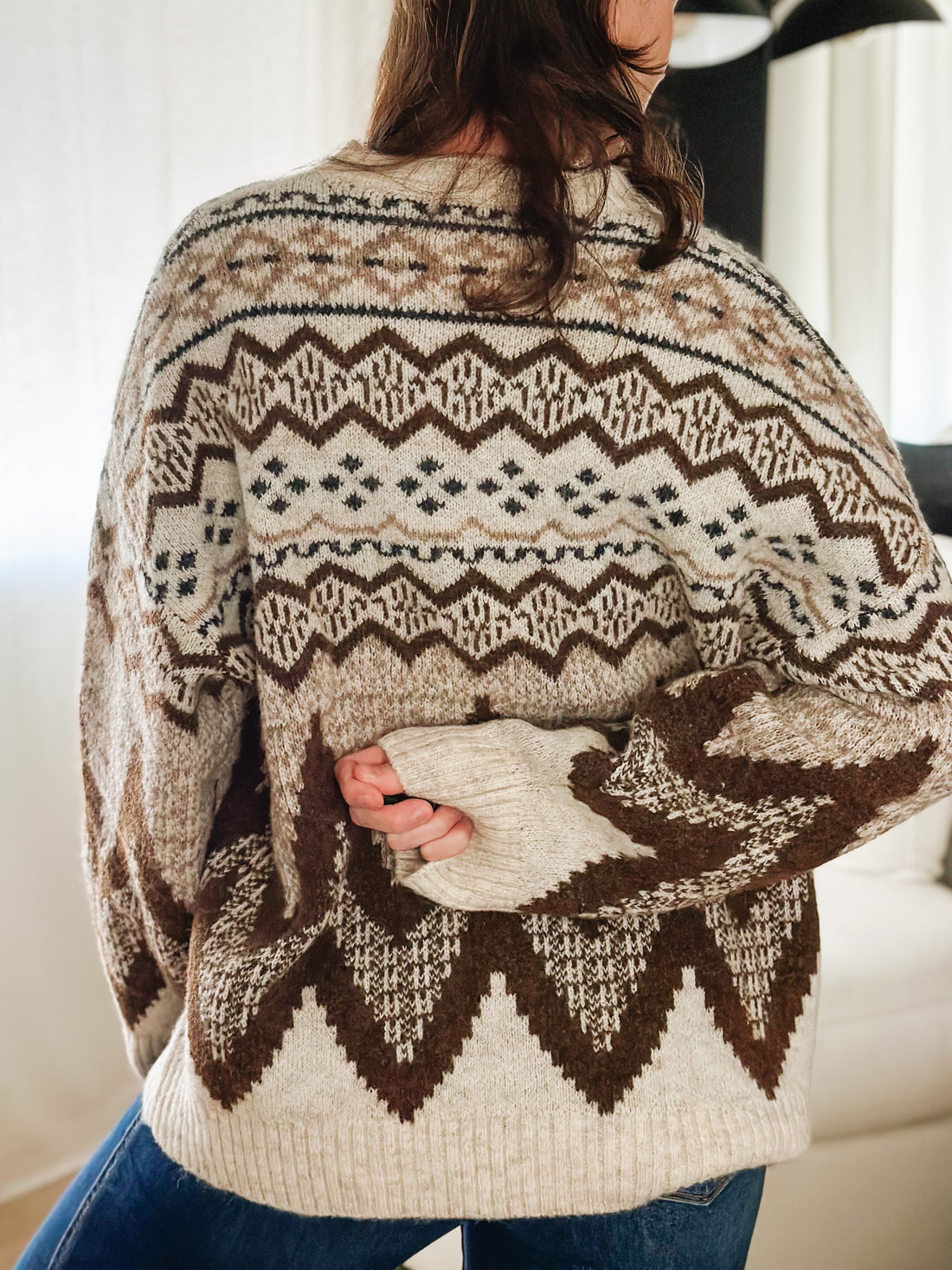 Fairisle Loose Fit Sweater Top (S-3XL)