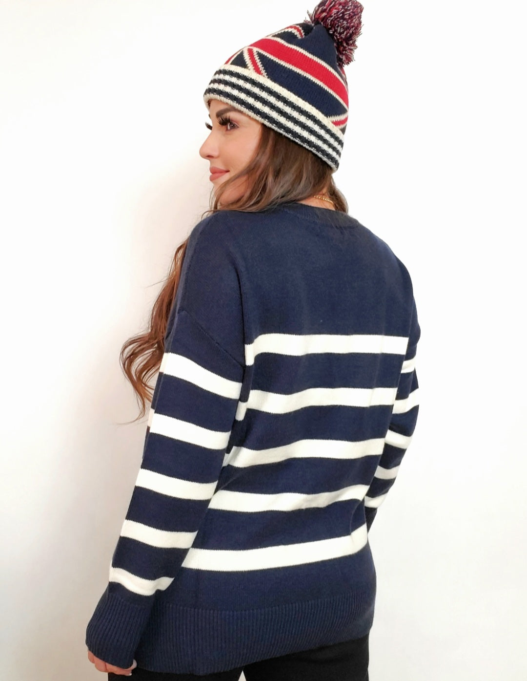 The  Amelia Navy  Oversized   Knit Sweater (S-L)