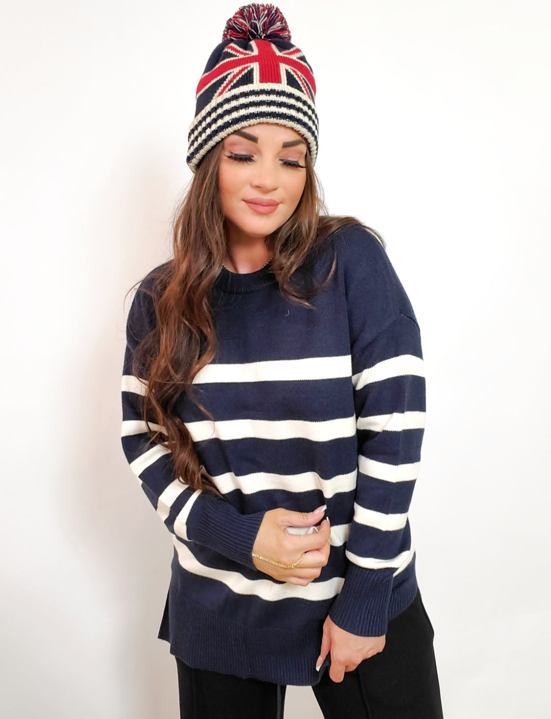 The  Amelia Navy  Oversized   Knit Sweater (S-L)