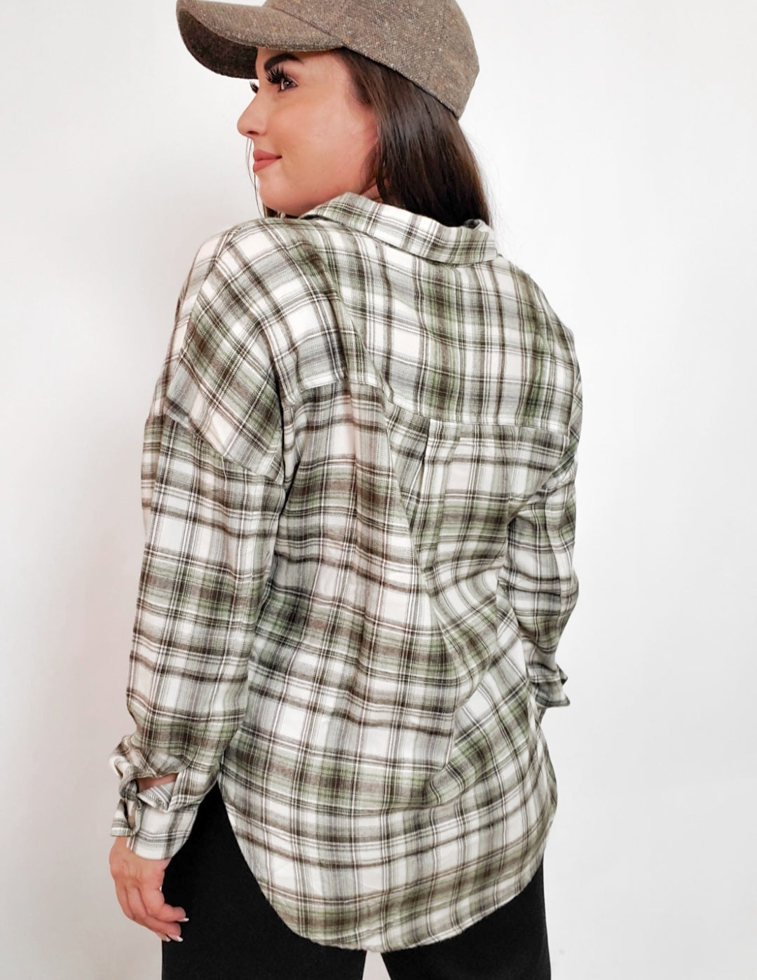 Carolin Collared Long Sleeve Button Down Plaid Shirt (S-L)