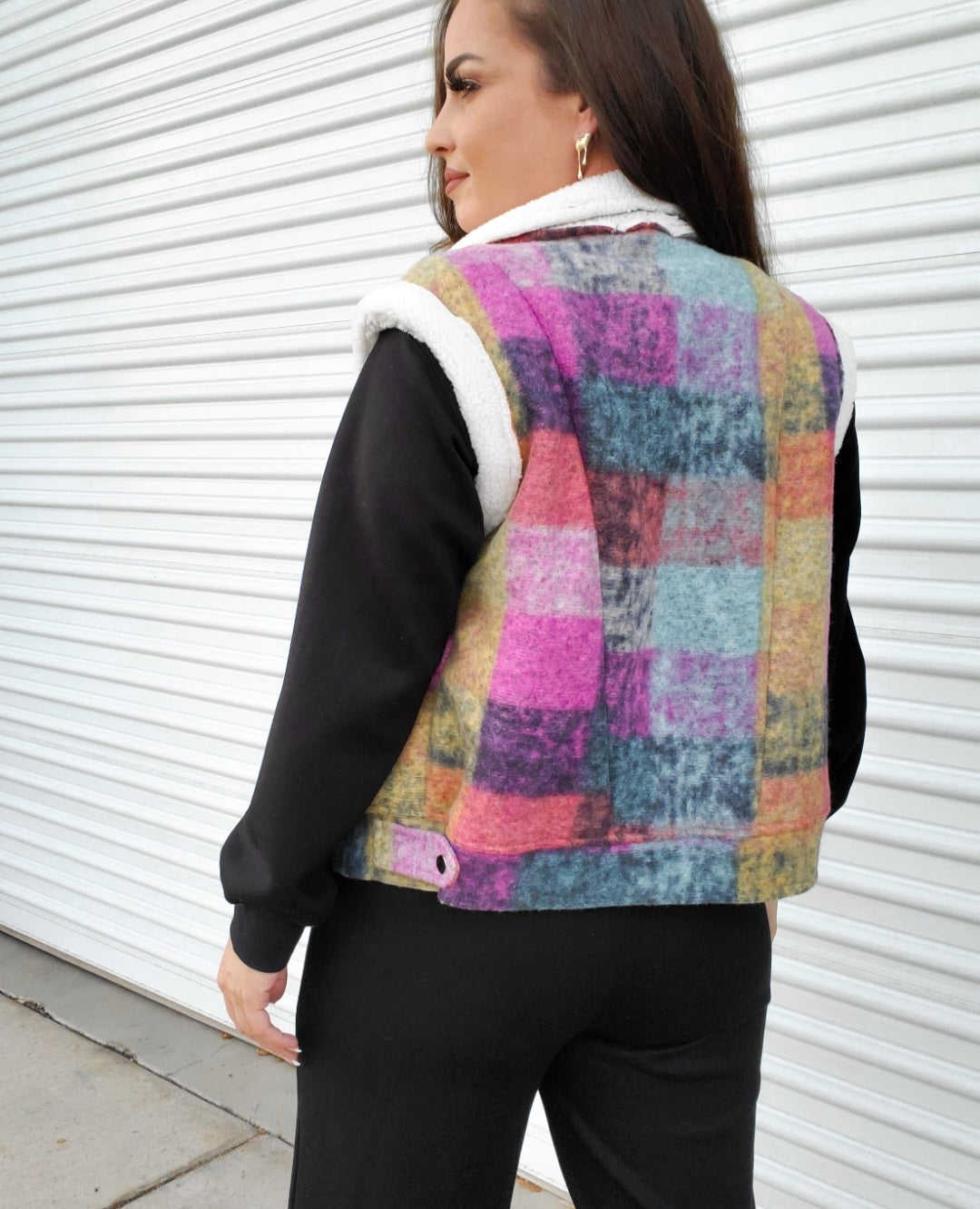 Skittles  Plaid Fleece Vest Small to 3xl