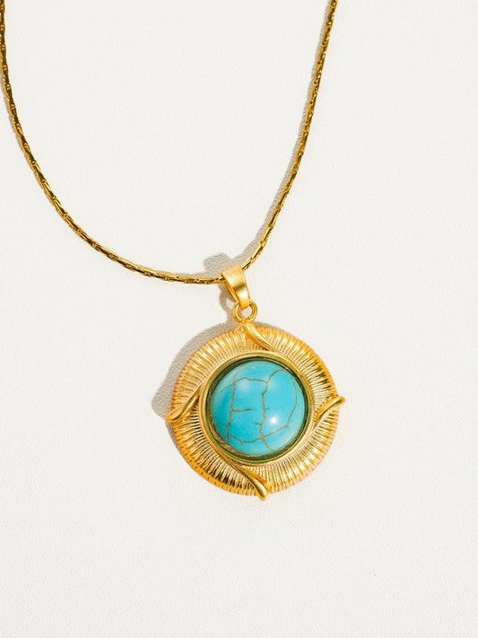 18K Gold-Plated Turquoise Stone Pendant