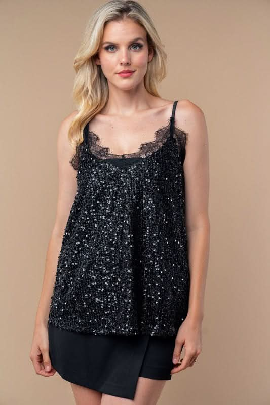 Madonna Sleeveless Sequin Tank (1XL-3XL)