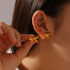 Gold Bow Titanium Steel Stud Earrings