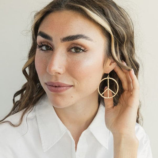 Gold Peace Sign Earrings