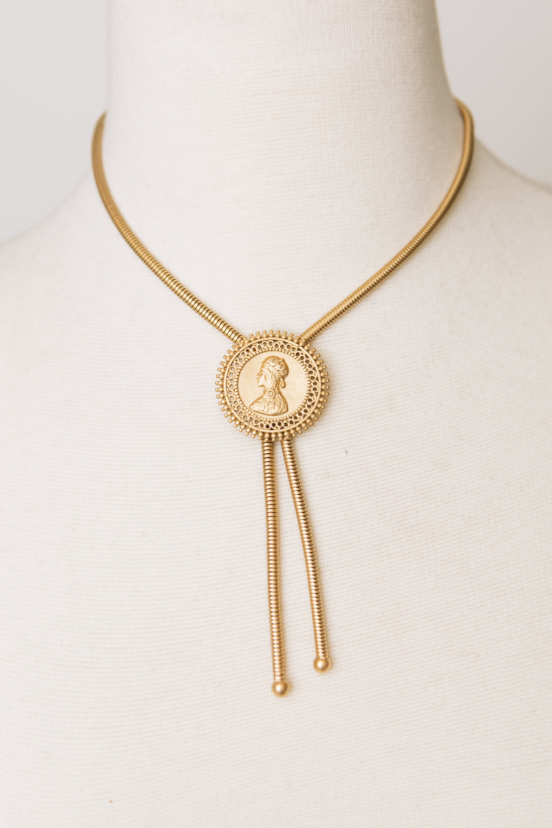 Oak & Ivy - Waterproof Bolo Necklace With Coin Pendant