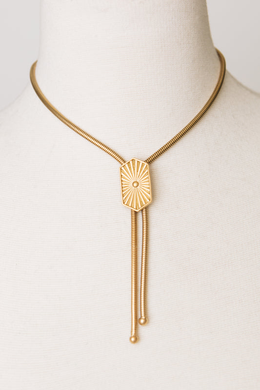 Oak & Ivy - Waterproof Bolo Necklave with Sun Ray Pendant