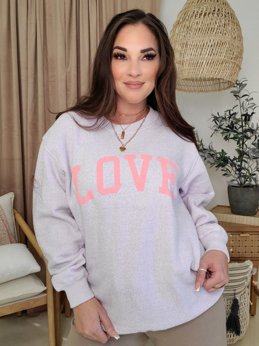 Love Puff Knit Graphic Sweater (S-3XL)