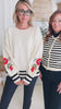 Pre-Order for 12/9/24 Ivy House Floral Embroidered Sweater in Cream (S-3XL)