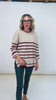 Annie Burgundy and Oat Striped Sweater Top (S-XL)